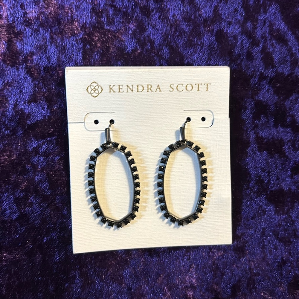 Kendra Scott Black Stone Hoop Dangle Earrings